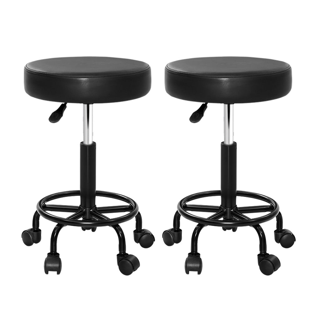 Artiss 2x Salon Stool Round Swivel Chair-Bar Stools-PEROZ Accessories