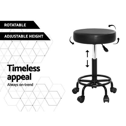 Artiss 2x Salon Stool Round Swivel Chair-Bar Stools-PEROZ Accessories