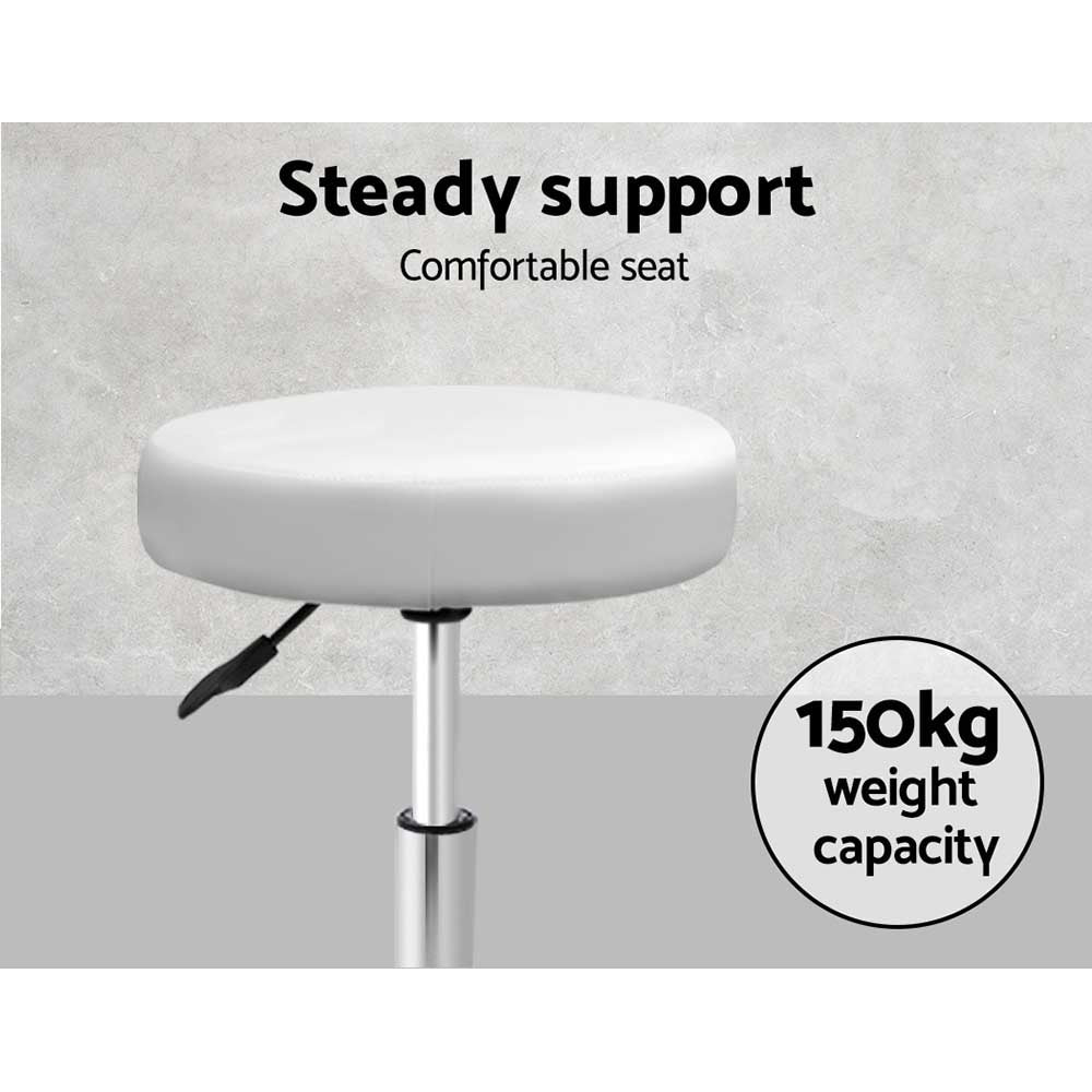 Artiss 2x Salon Stool Round Swivel Chair White-Bar Stools-PEROZ Accessories