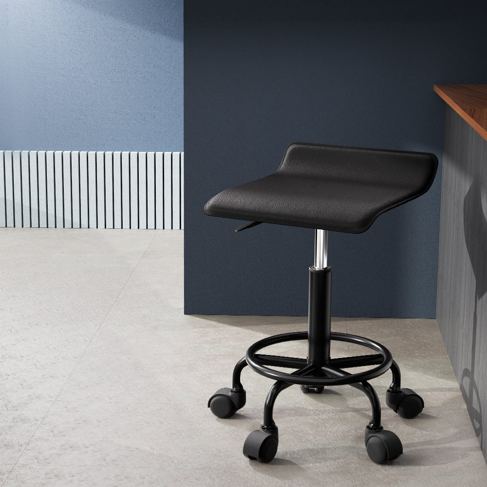 Artiss Salon Stool Square Swivel Chair Black-Furniture &gt; Bar Stools &amp; Chairs-PEROZ Accessories
