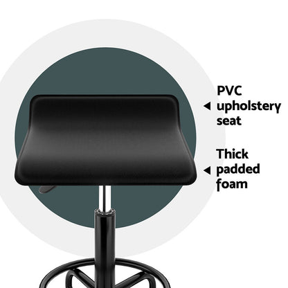 Artiss Salon Stool Square Swivel Chair Black-Furniture &gt; Bar Stools &amp; Chairs-PEROZ Accessories