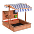 Keezi Kids Sandpit Wooden Canopy Sandbox With Cover Funnel Outdoor Toys 110cm-Baby & Kids > Baby & Kid&