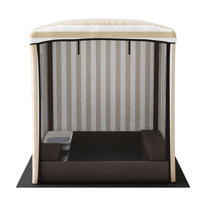 Keezi Kids Sandpit Wooden Sandbox Sand Pit with Canopy Window Water Basin 120cm-Baby &amp; Kids &gt; Baby &amp; Kid&