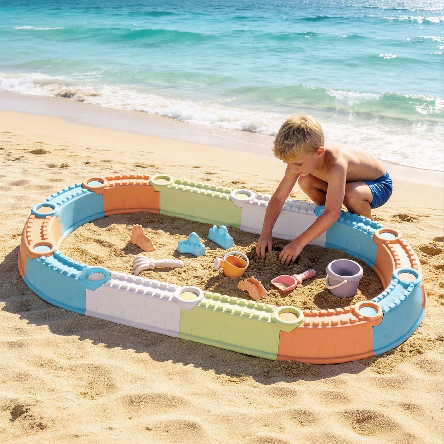 Keezi Kids Sandpit Set Beach Toys Sand Box Outdoor Backyard Play Area-Baby &amp; Kids > Baby &amp; Kid&
