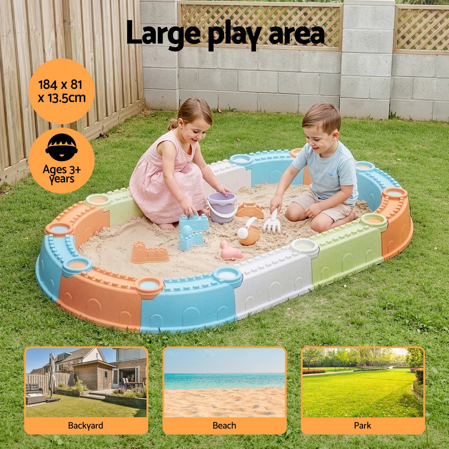 Keezi Kids Sandpit Set Beach Toys Sand Box Outdoor Backyard Play Area-Baby &amp; Kids > Baby &amp; Kid&