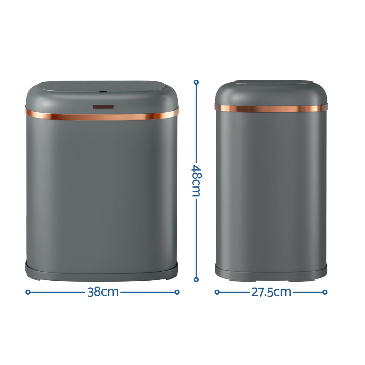 Devanti 38L Motion Sensor Bin Rubbish Automatic Grey-Home &amp; Garden > Kitchen Bins-PEROZ Accessories