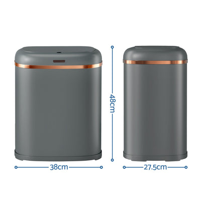 Devanti 38L Motion Sensor Bin Rubbish Automatic Grey-Home &amp; Garden > Kitchen Bins-PEROZ Accessories