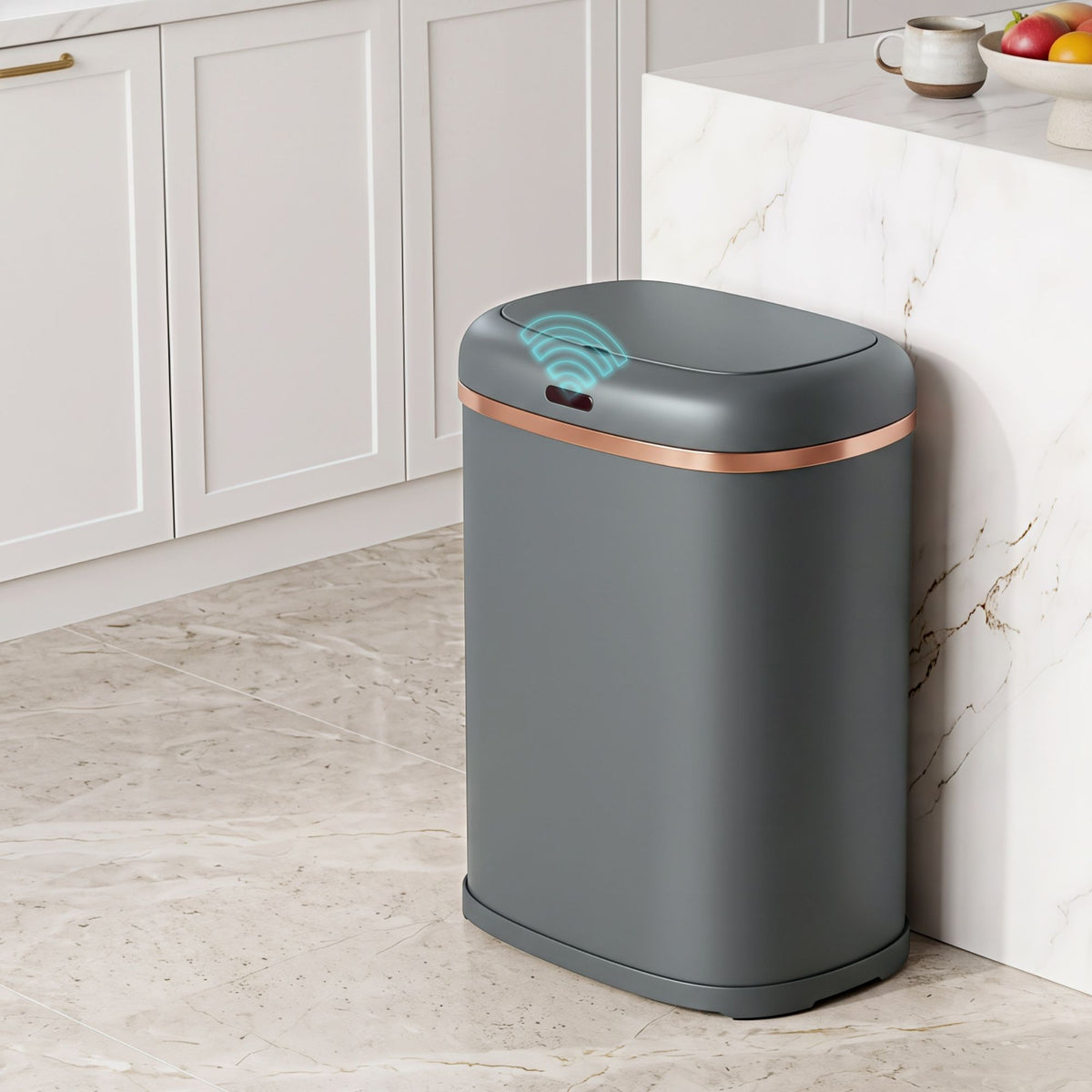 Devanti 38L Motion Sensor Bin Rubbish Automatic Grey-Home &amp; Garden > Kitchen Bins-PEROZ Accessories