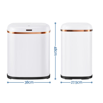 Devanti 38L Motion Sensor Bin Rubbish Automatic White-Home &amp; Garden > Kitchen Bins > Automatic Bins-PEROZ Accessories