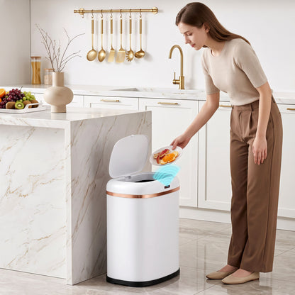 Devanti 38L Motion Sensor Bin Rubbish Automatic White-Home &amp; Garden > Kitchen Bins > Automatic Bins-PEROZ Accessories