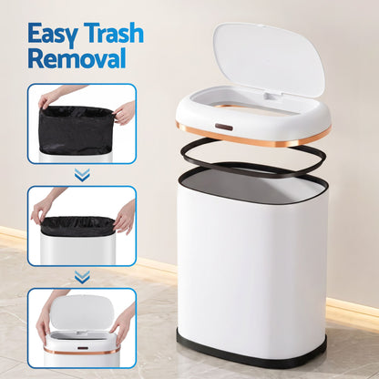 Devanti 38L Motion Sensor Bin Rubbish Automatic White-Home &amp; Garden > Kitchen Bins > Automatic Bins-PEROZ Accessories