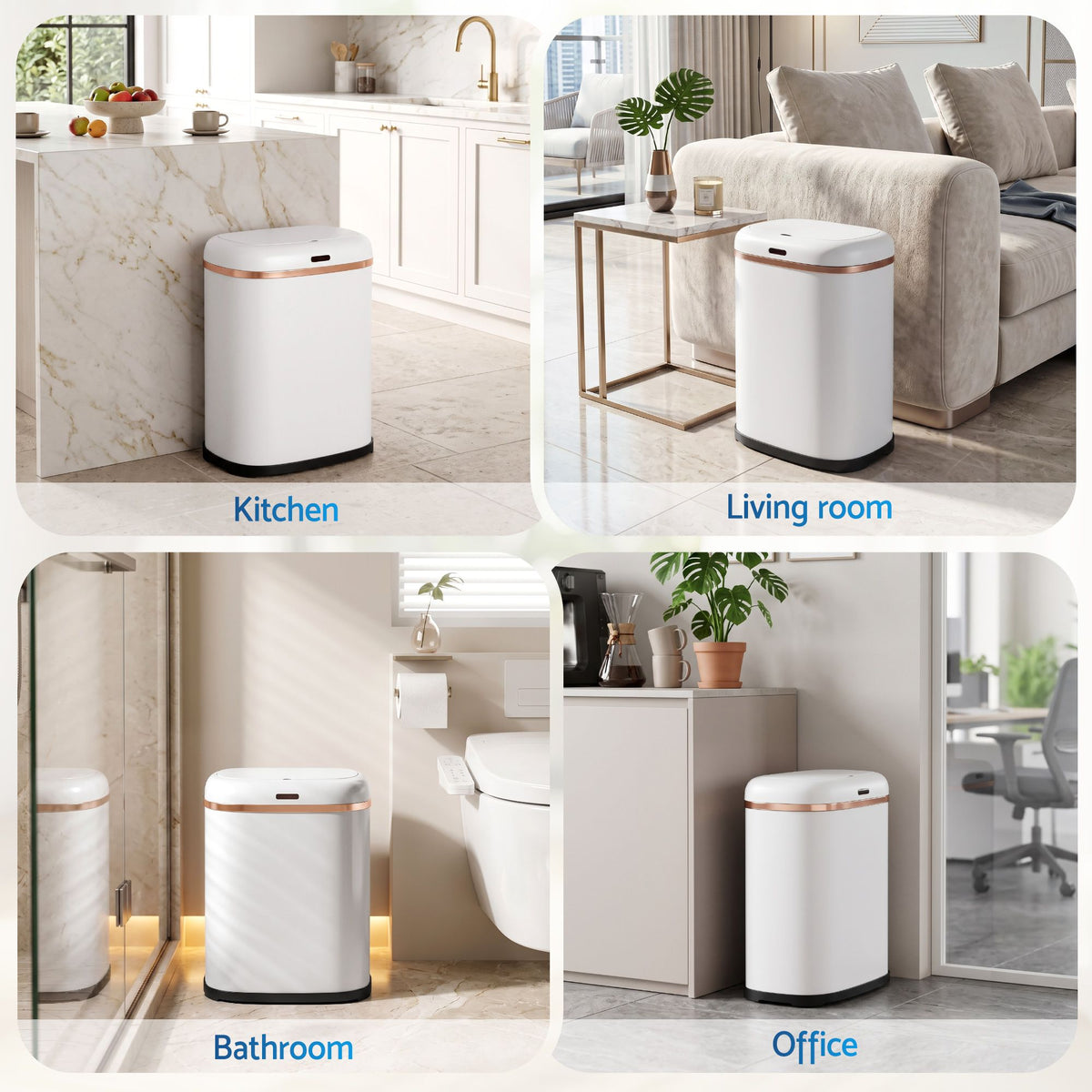 Devanti 38L Motion Sensor Bin Rubbish Automatic White-Home &amp; Garden > Kitchen Bins > Automatic Bins-PEROZ Accessories