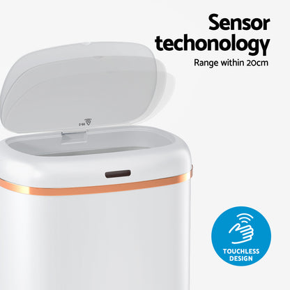 Devanti 38L Motion Sensor Bin Rubbish Automatic White-Home &amp; Garden &gt; Kitchen Bins &gt; Automatic Bins-PEROZ Accessories