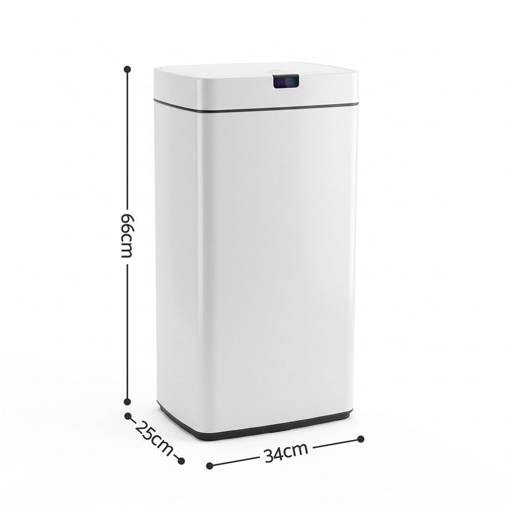 Devanti 45L Motion Sensor Bin Rubbish Automatic White-Home &amp; Garden > Kitchen Bins-PEROZ Accessories