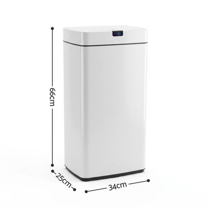Devanti 45L Motion Sensor Bin Rubbish Automatic White-Home &amp; Garden > Kitchen Bins-PEROZ Accessories