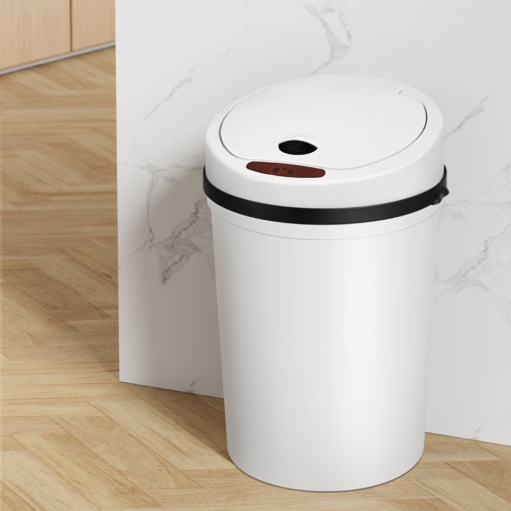 Devanti Sensor Bin Motion Rubbish Bins Kitchen Automatic Trash Can White 9L-Home &amp; Garden &gt; Kitchen Bins &gt; Automatic Bins-PEROZ Accessories