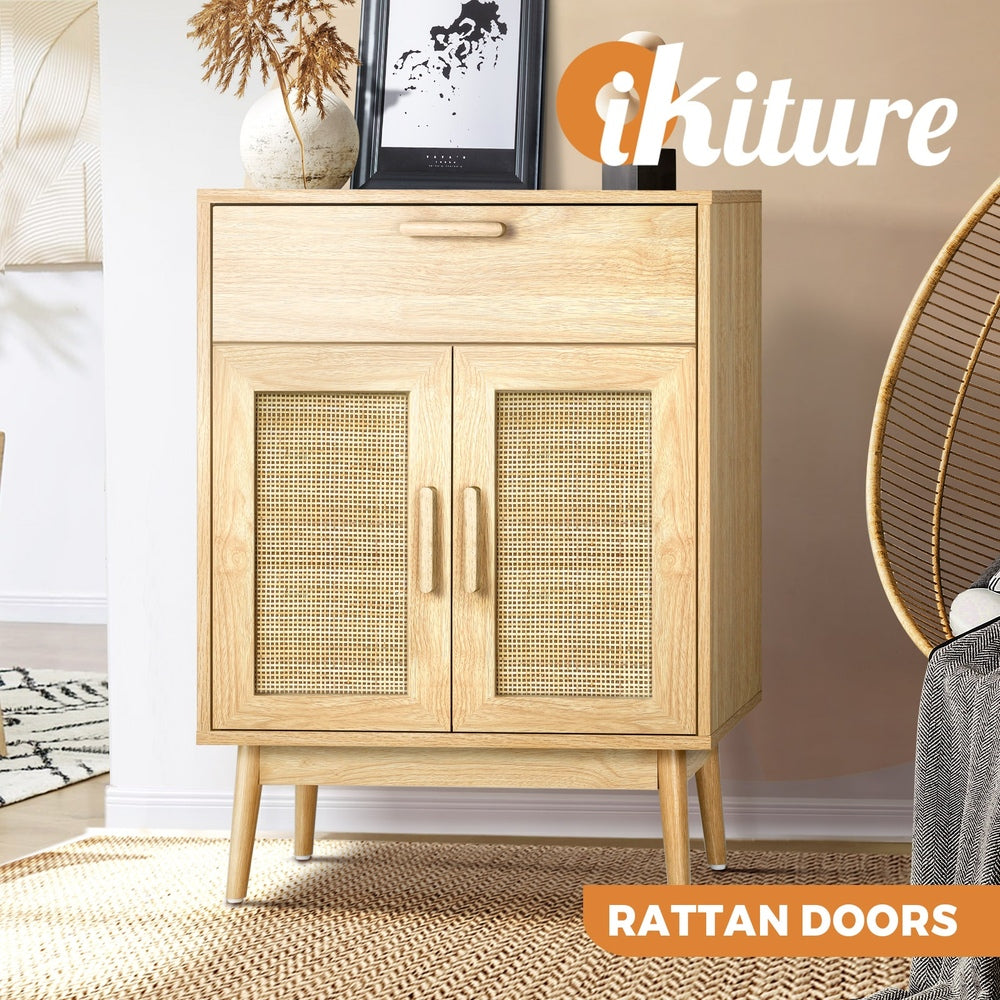 Oikiture Sideboard Cabinet Buffet Rattan Furniture Cupboard Hallway Table Wood-Sideboard-PEROZ Accessories