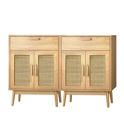 Oikiture 2x Buffet Sideboard Rattan Cupboard Cabinet Storage-Sideboard-PEROZ Accessories