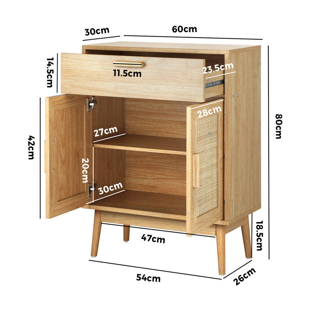 Oikiture 2x Buffet Sideboard Rattan Cupboard Cabinet Storage-Sideboard-PEROZ Accessories