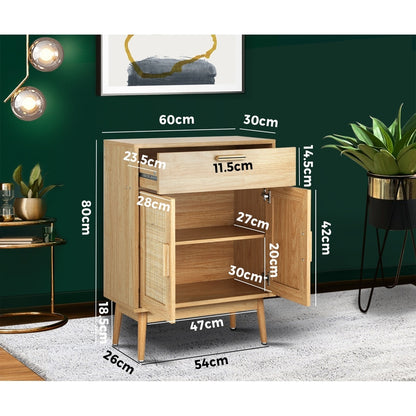 Oikiture 2x Buffet Sideboard Rattan Cupboard Cabinet Storage-Sideboard-PEROZ Accessories