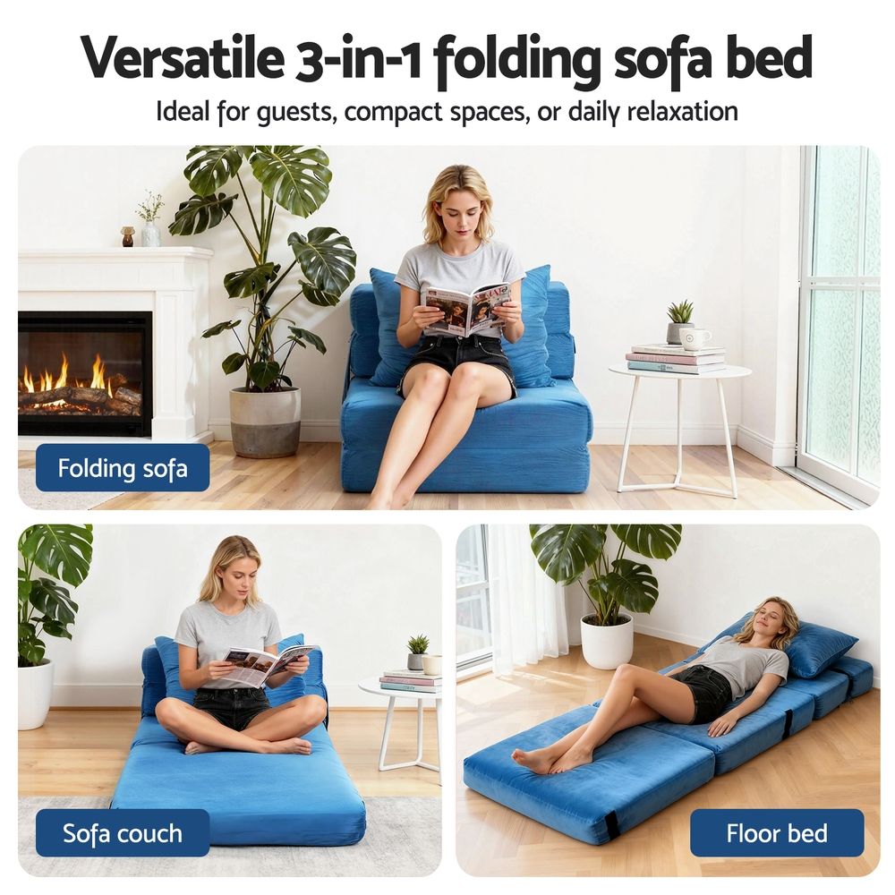 Artiss Convertible Folding Sofa Bed Armless Lounger Foam Floor Sofas Futons Couches-Furniture > Sofas > Sofas &amp; Sofa Beds-PEROZ Accessories