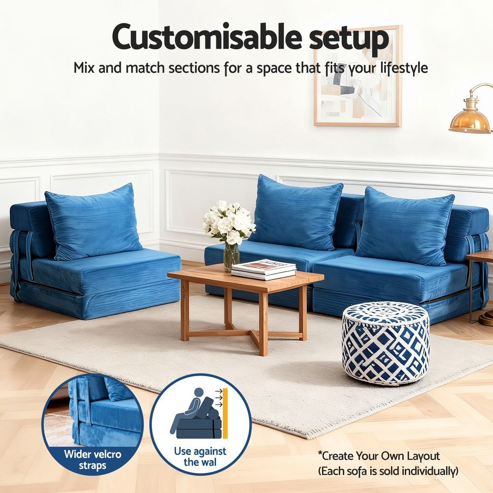 Artiss Convertible Folding Sofa Bed Armless Lounger Foam Floor Sofas Futons Couches-Furniture > Sofas > Sofas &amp; Sofa Beds-PEROZ Accessories
