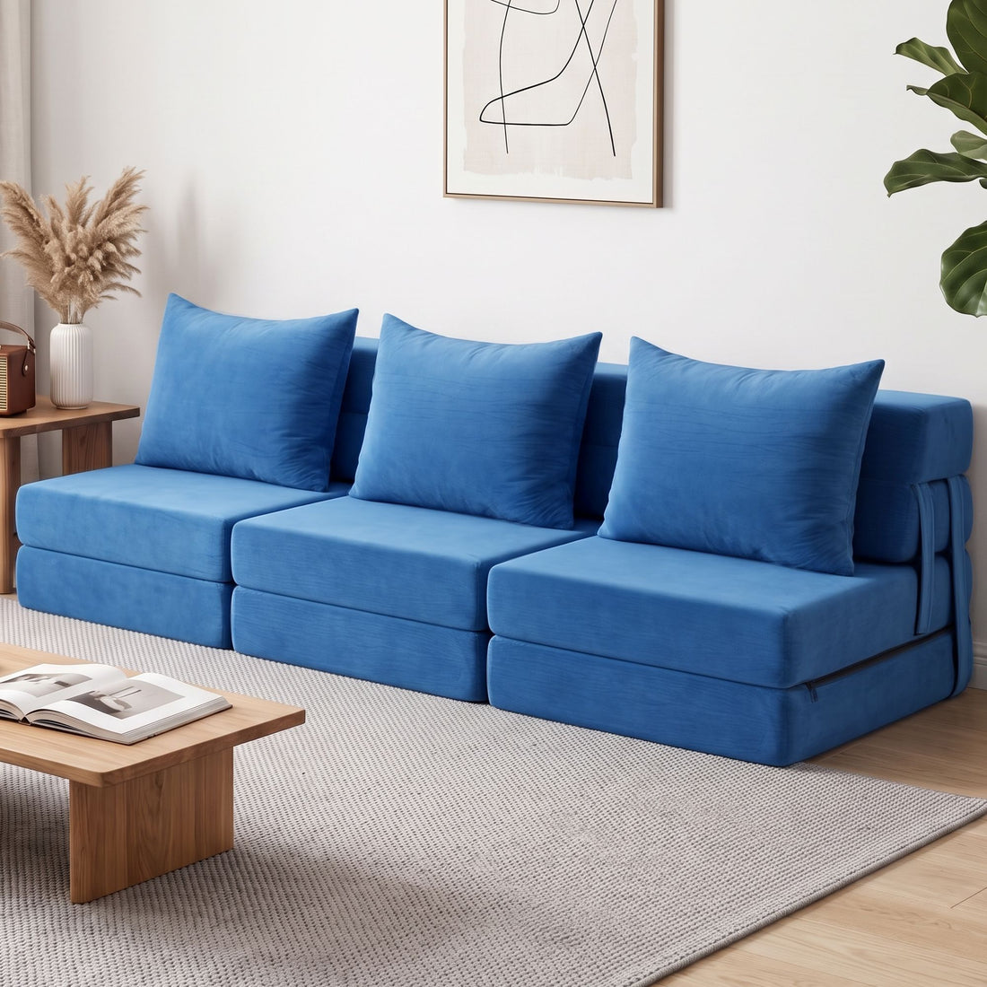 Artiss 3 Pack Folding Sofa Bed Armless Lounger Foam Floor Sofas Futons Couches-Furniture > Sofas > Sofas &amp; Sofa Beds-PEROZ Accessories