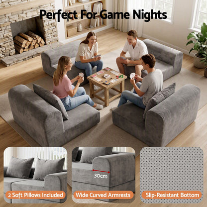 Artiss 5-in-1 Convertible Sofa Bed Floor Mattress Modular Boneless Curved Couch-Furniture > Sofas > Sofas &amp; Sofa Beds-PEROZ Accessories