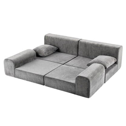 Artiss 5-in-1 Convertible Sofa Bed Floor Mattress Modular Boneless Curved Couch-Furniture > Sofas > Sofas &amp; Sofa Beds-PEROZ Accessories