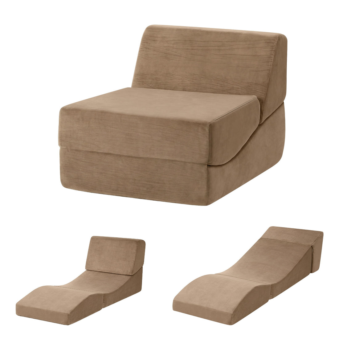 Artiss Folding Sofa Bed Convertible Armless Foam Floor Futon Lounger Couch Brown-Furniture > Sofas > Sofas &amp; Sofa Beds-PEROZ Accessories