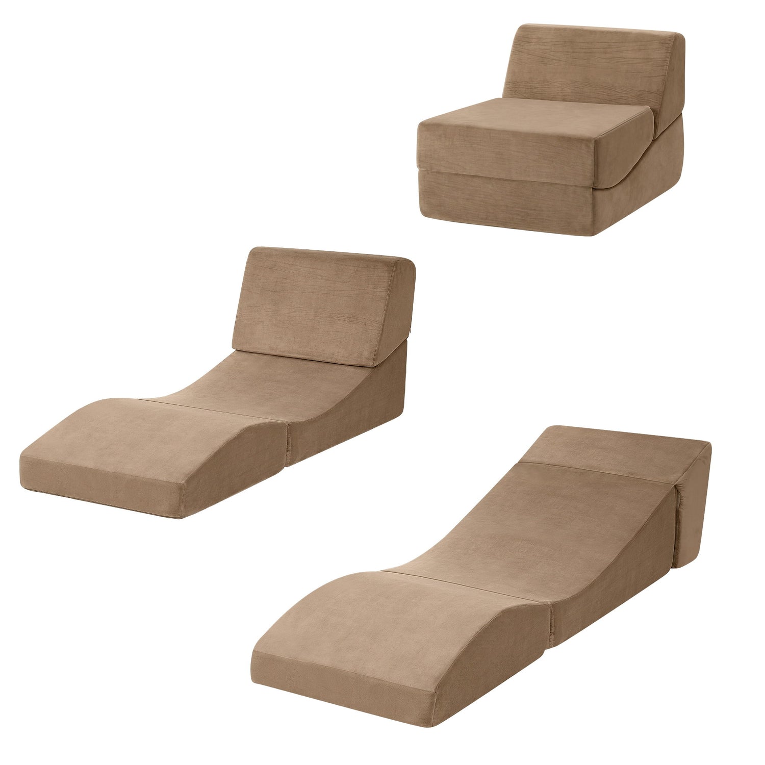 Artiss Folding Sofa Bed Convertible Armless Foam Floor Futon Lounger Couch Brown-Furniture > Sofas > Sofas &amp; Sofa Beds-PEROZ Accessories