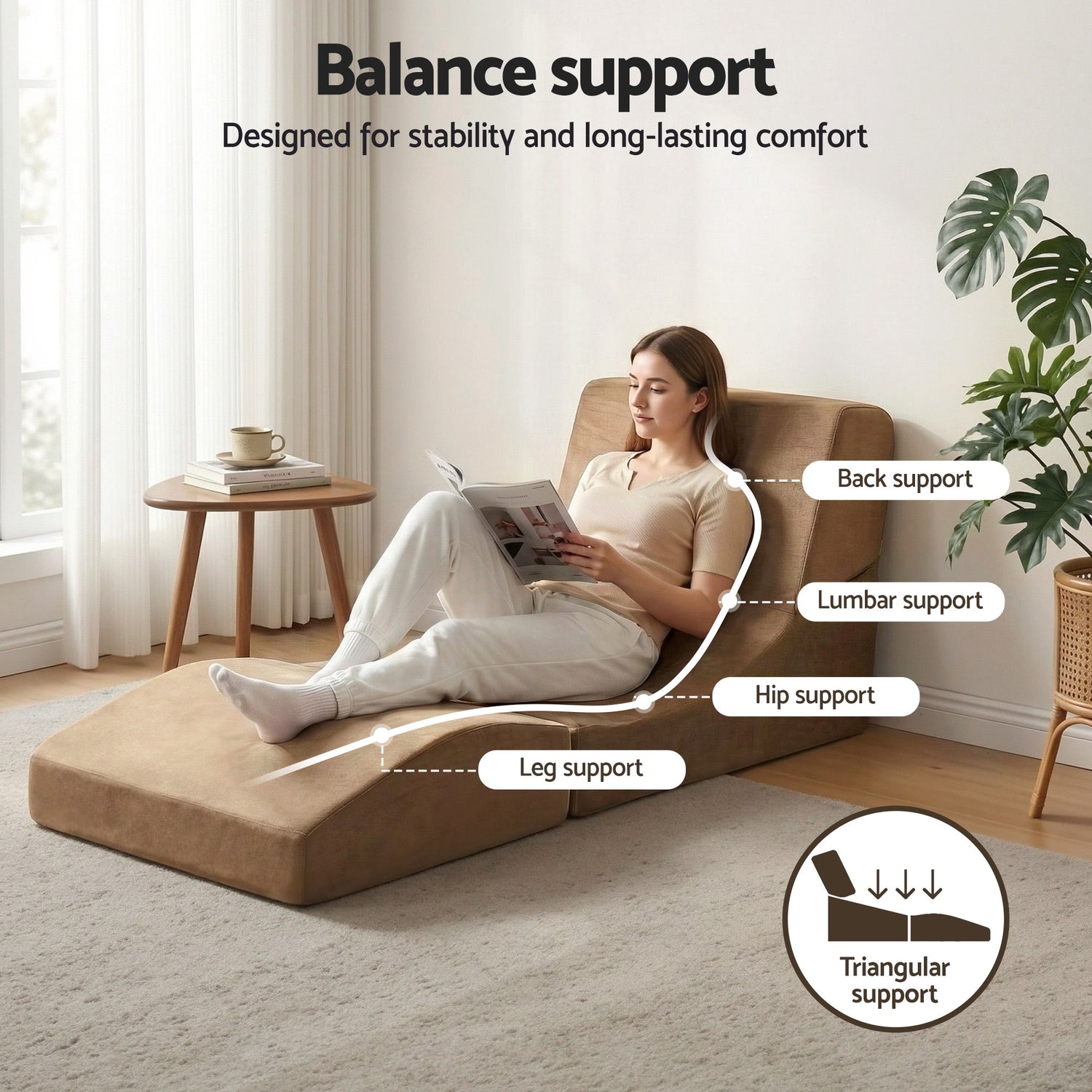 Artiss Folding Sofa Bed Convertible Armless Foam Floor Futon Lounger Couch Brown-Furniture > Sofas > Sofas &amp; Sofa Beds-PEROZ Accessories