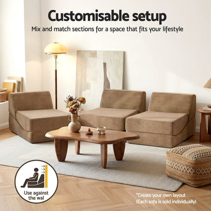 Artiss Folding Sofa Bed Convertible Armless Foam Floor Futon Lounger Couch Brown-Furniture > Sofas > Sofas &amp; Sofa Beds-PEROZ Accessories