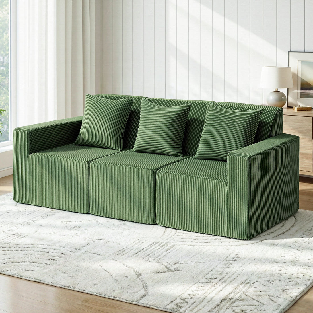Artiss Modular 3-Seater Sofa Bed Convertible Sectional Floor Couch with Deep Seat-Furniture > Sofas > Sofas &amp; Sofa Beds-PEROZ Accessories