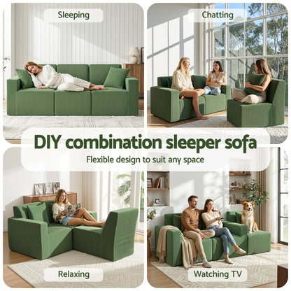 Artiss Modular 3-Seater Sofa Bed Convertible Sectional Floor Couch with Deep Seat-Furniture > Sofas > Sofas &amp; Sofa Beds-PEROZ Accessories