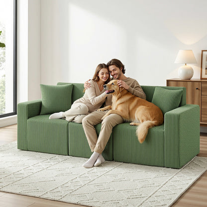 Artiss Modular 3-Seater Sofa Bed Convertible Sectional Floor Couch with Deep Seat-Furniture > Sofas > Sofas &amp; Sofa Beds-PEROZ Accessories