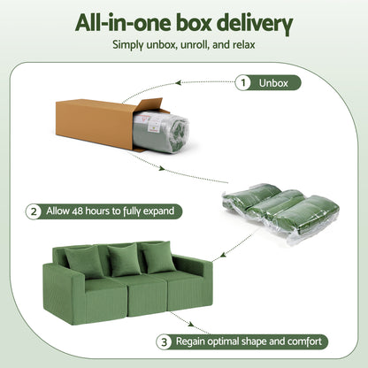 Artiss Modular 3-Seater Sofa Bed Convertible Sectional Floor Couch with Deep Seat-Furniture > Sofas > Sofas &amp; Sofa Beds-PEROZ Accessories
