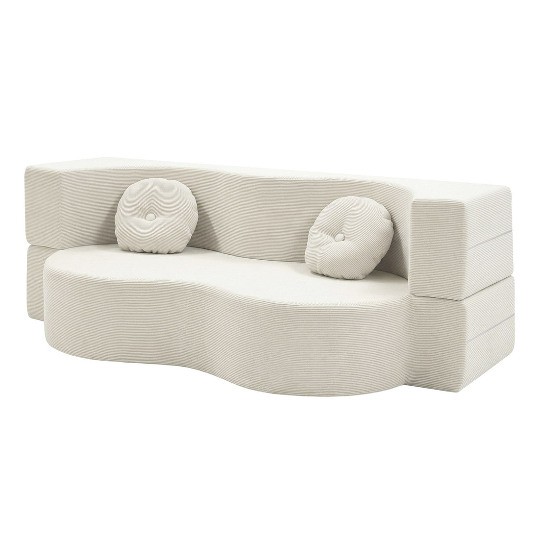 Artiss Folding Sofa Bed Floor Couch 2-in-1 Convertible Futon Loveseat Beige-Furniture > Sofas > Sofas &amp; Sofa Beds-PEROZ Accessories