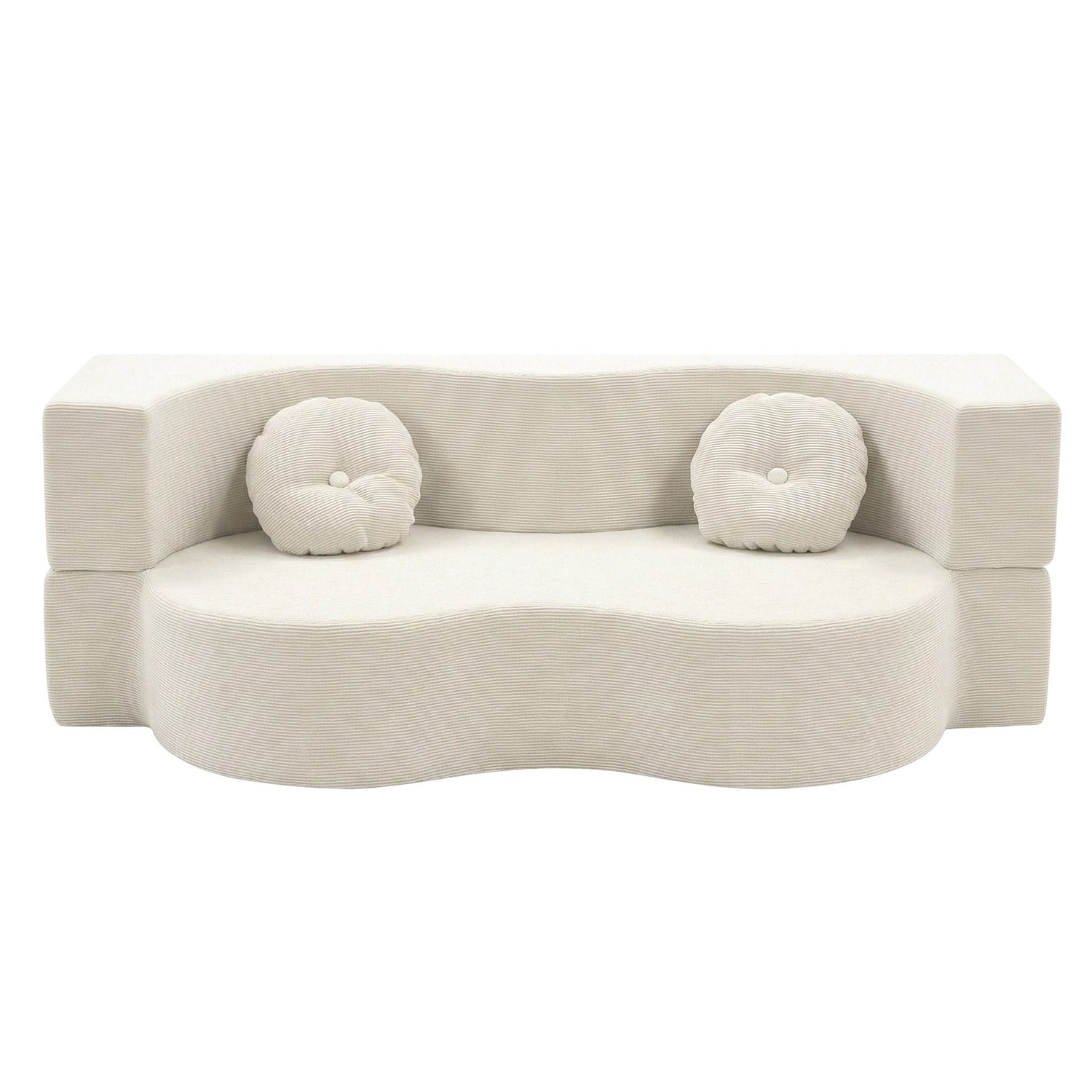 Artiss Folding Sofa Bed Floor Couch 2-in-1 Convertible Futon Loveseat Beige-Furniture > Sofas > Sofas &amp; Sofa Beds-PEROZ Accessories