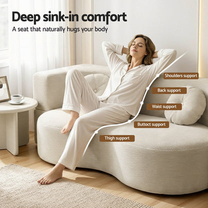 Artiss Folding Sofa Bed Floor Couch 2-in-1 Convertible Futon Loveseat Beige-Furniture > Sofas > Sofas &amp; Sofa Beds-PEROZ Accessories