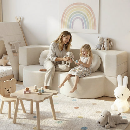 Artiss Folding Sofa Bed Floor Couch 2-in-1 Convertible Futon Loveseat Beige-Furniture > Sofas > Sofas &amp; Sofa Beds-PEROZ Accessories