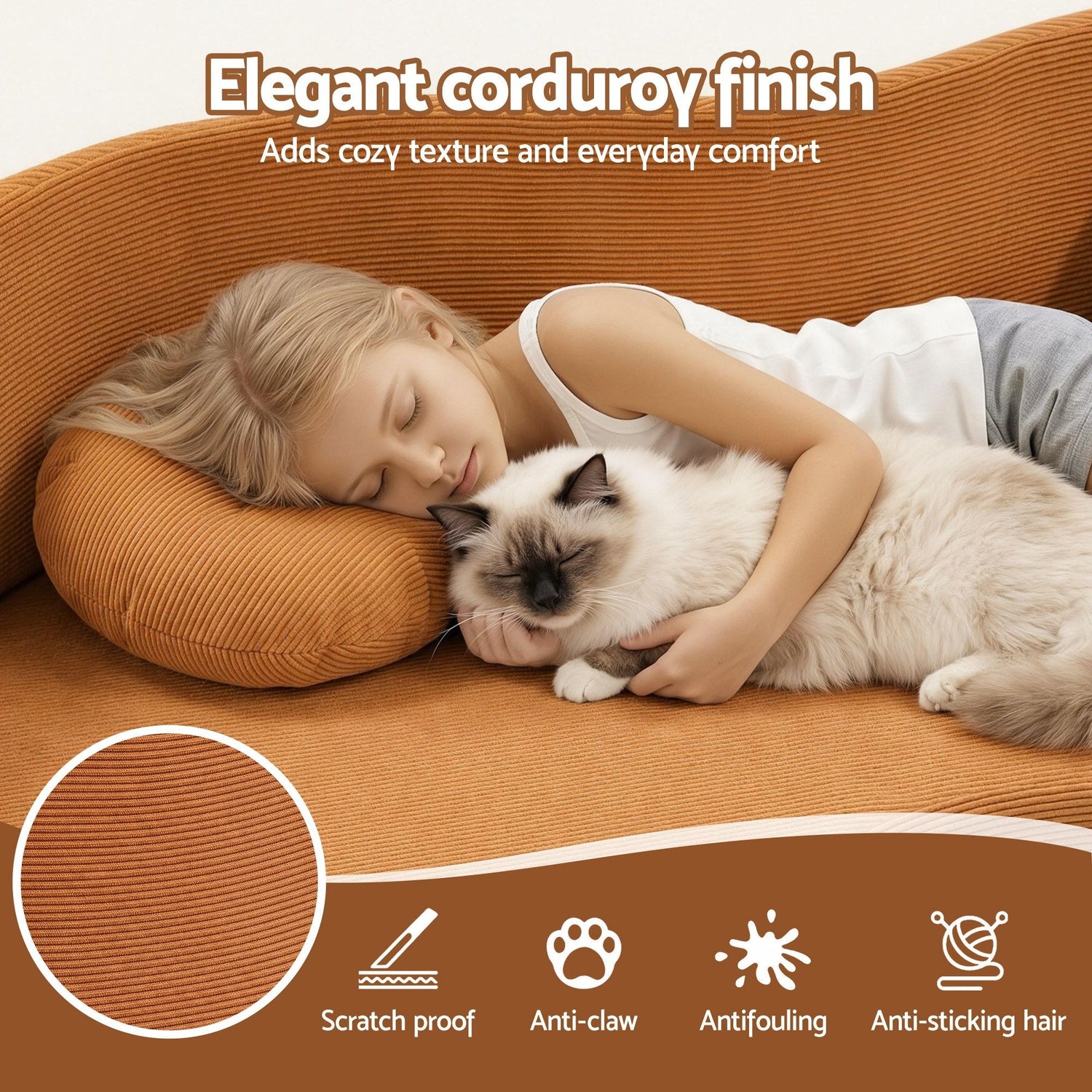 Artiss Folding Sofa Bed Floor Couch 2-in-1 Convertible Futon Loveseat Orange