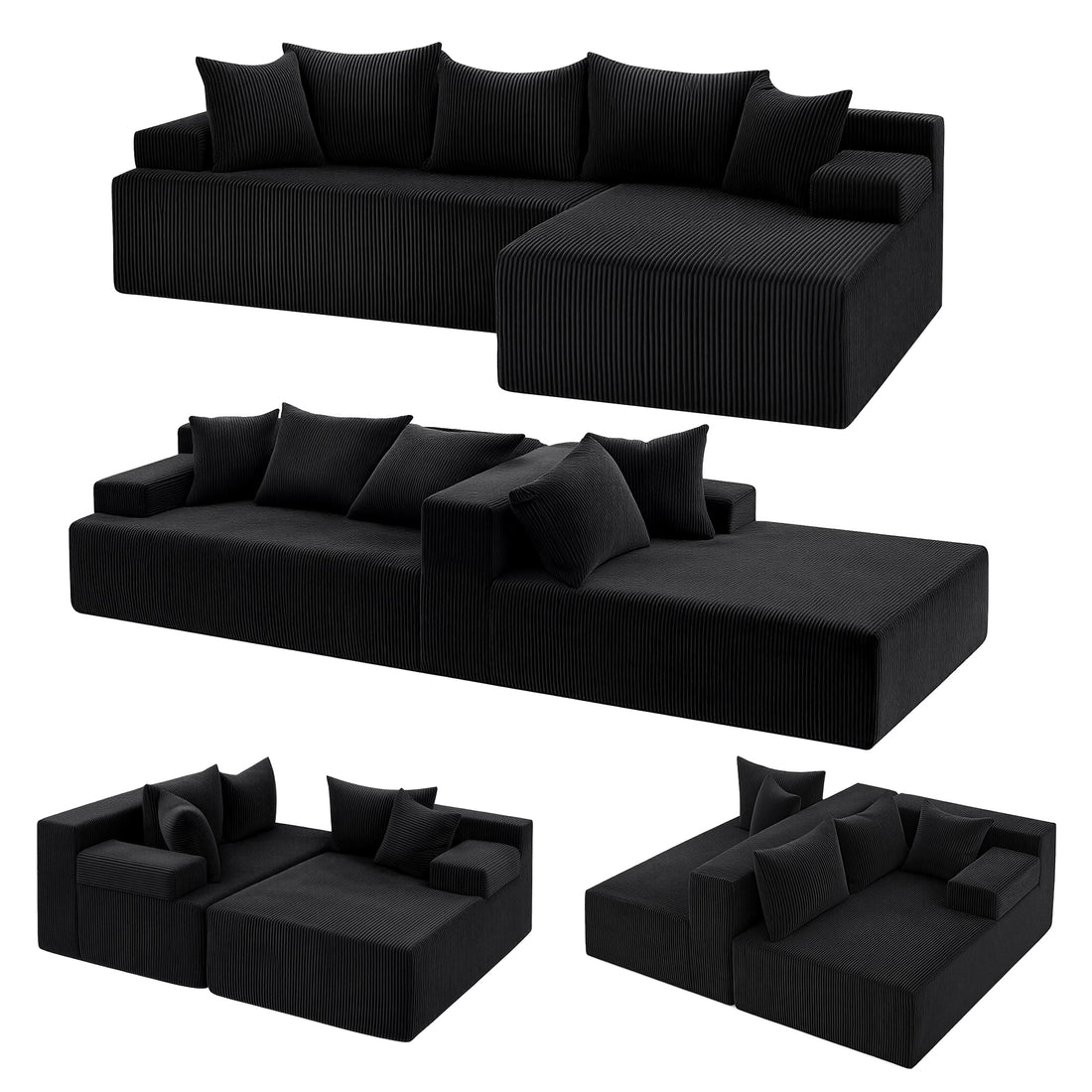 Artiss Modular Sectional Sofa Bed Convertible L-Shaped Couch with Deep Seat for Living Room-Furniture > Sofas > Sofas &amp; Sofa Beds-PEROZ Accessories