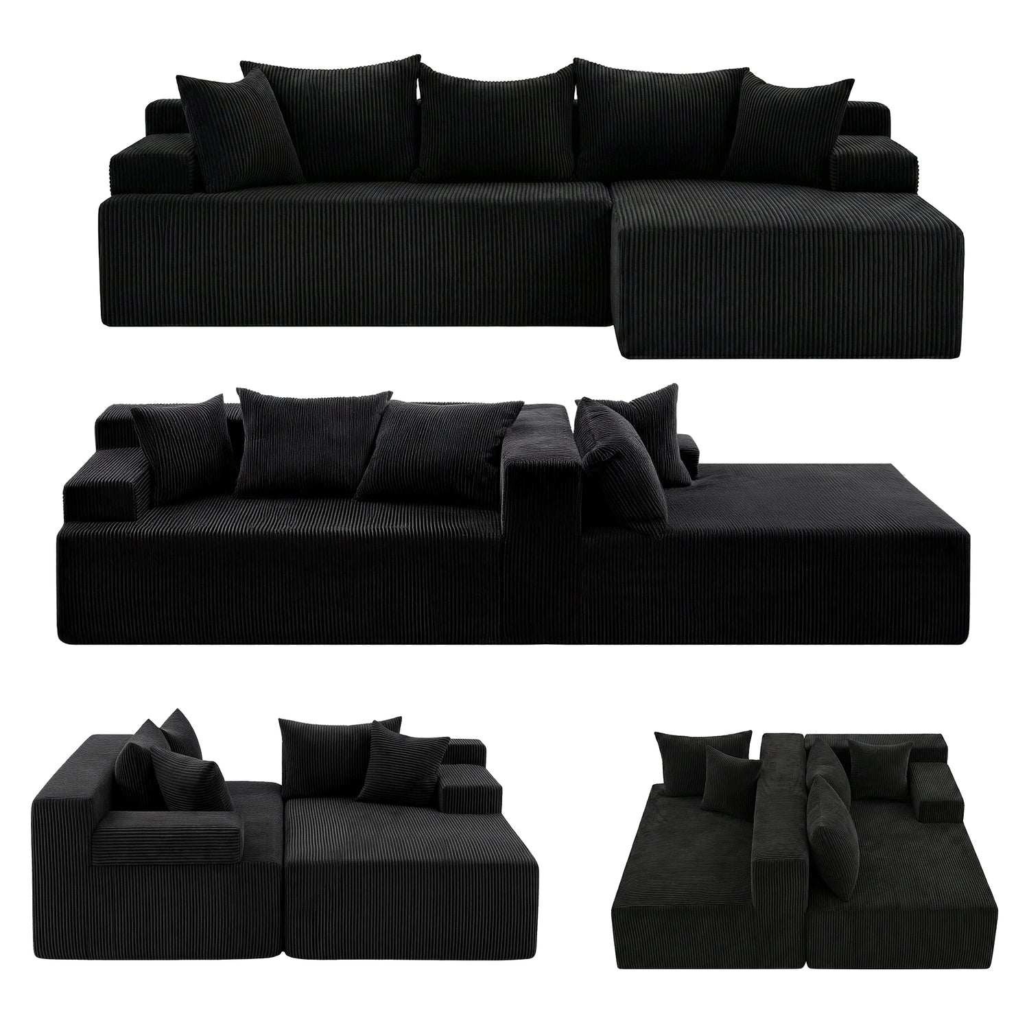 Artiss Modular Sectional Sofa Bed Convertible L-Shaped Couch with Deep Seat for Living Room-Furniture > Sofas > Sofas &amp; Sofa Beds-PEROZ Accessories