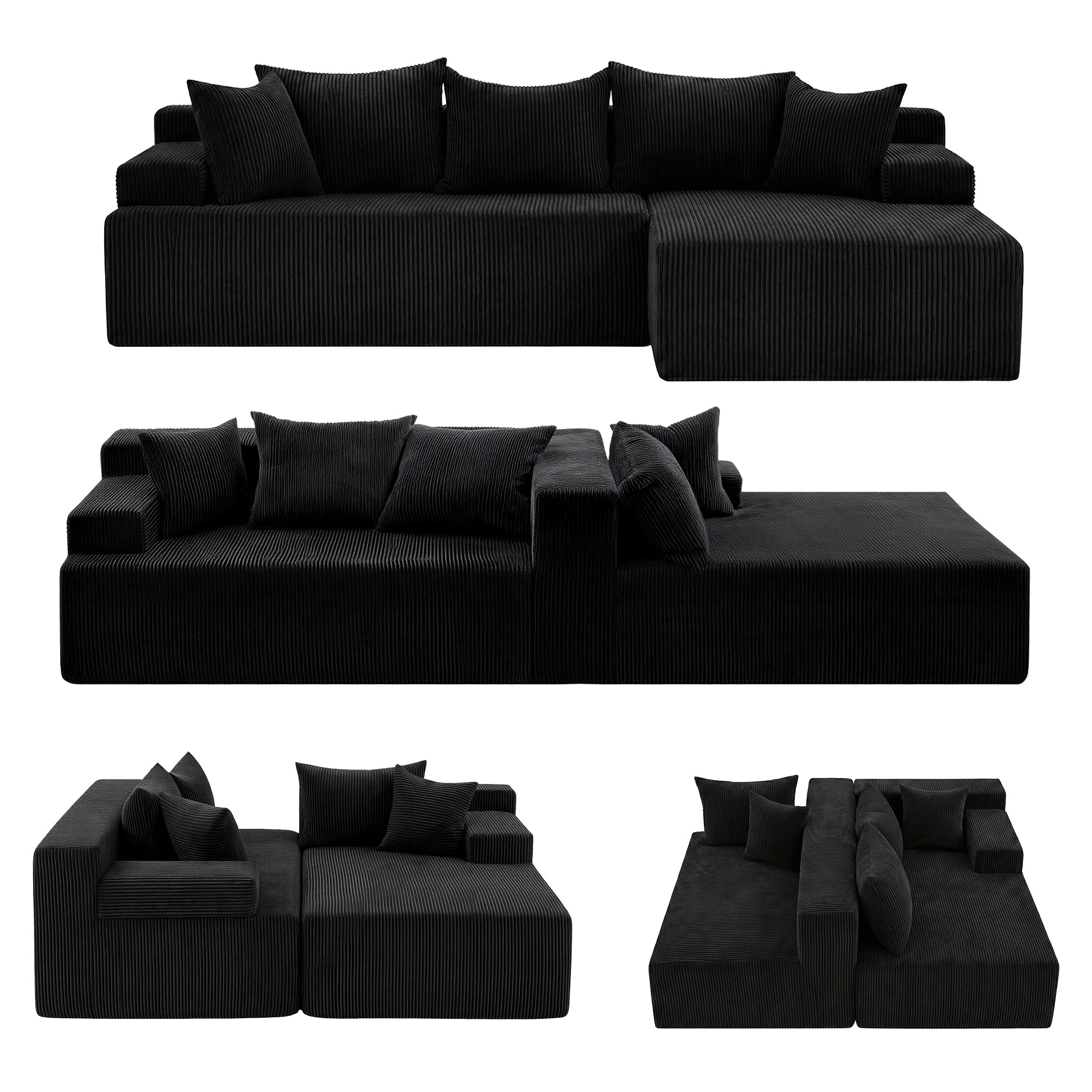 Artiss Modular Sectional Sofa Bed Convertible L-Shaped Couch with Deep Seat for Living Room-Furniture > Sofas > Sofas &amp; Sofa Beds-PEROZ Accessories