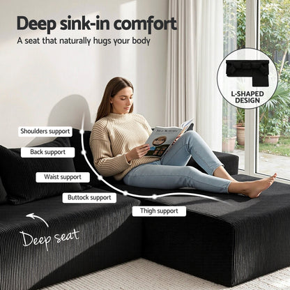 Artiss Modular Sectional Sofa Bed Convertible L-Shaped Couch with Deep Seat for Living Room-Furniture > Sofas > Sofas &amp; Sofa Beds-PEROZ Accessories