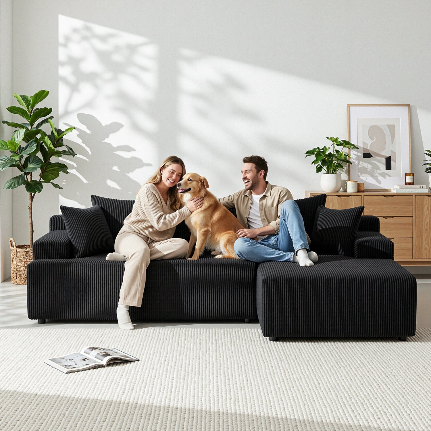 Artiss Modular Sectional Sofa Bed Convertible L-Shaped Couch with Deep Seat for Living Room-Furniture > Sofas > Sofas &amp; Sofa Beds-PEROZ Accessories