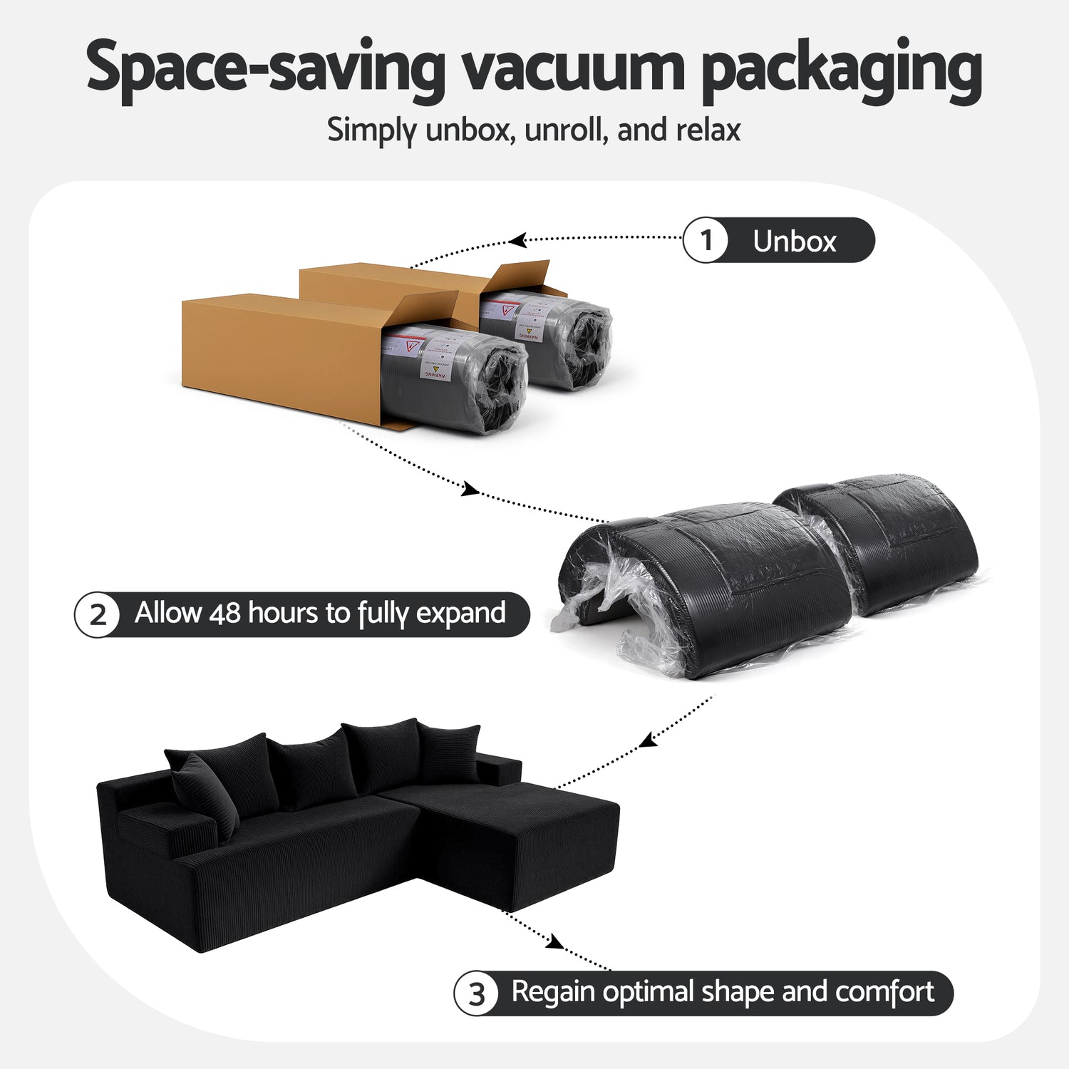 Artiss Modular Sectional Sofa Bed Convertible L-Shaped Couch with Deep Seat for Living Room-Furniture > Sofas > Sofas &amp; Sofa Beds-PEROZ Accessories