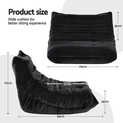 Artiss Lazy Sofa 2 Seaters Accent Caterpillar Chair Floor Couch Armless Lounge-Furniture > Sofas > Sofas &amp; Sofa Beds-PEROZ Accessories