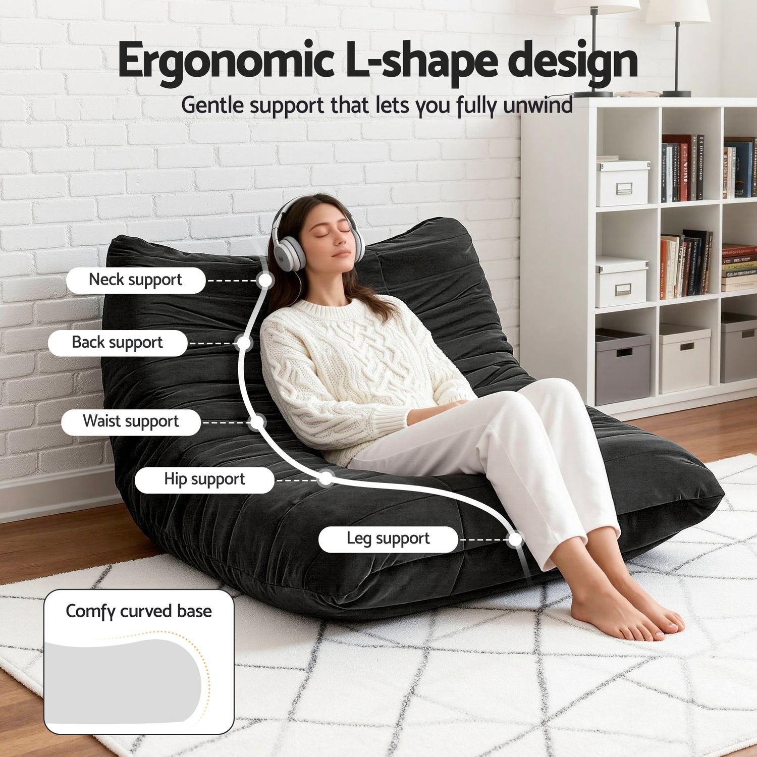 Artiss Lazy Sofa 2 Seaters Accent Caterpillar Chair Floor Couch Armless Lounge-Furniture > Sofas > Sofas &amp; Sofa Beds-PEROZ Accessories